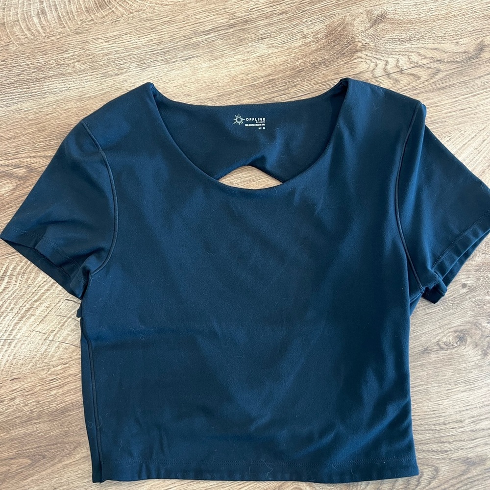 Aerie Crop Cut Out Short Sleeve Tee